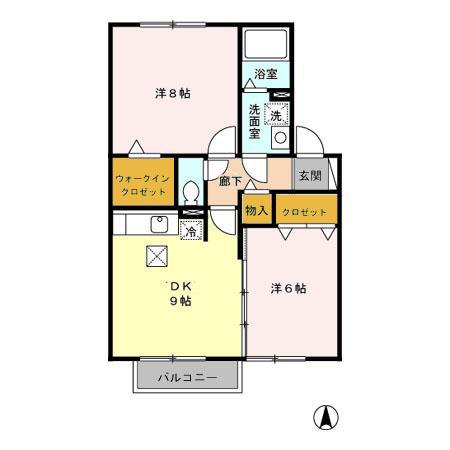 セジュールAMANOII(2DK/1階)の間取り写真