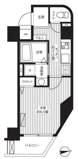 ハラスパジオ下北沢(1K/4階)の間取り写真