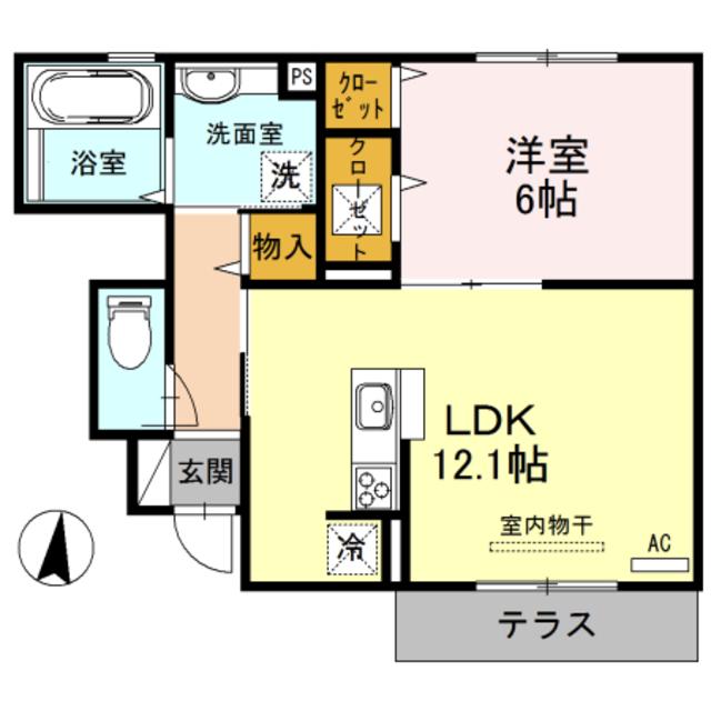 DEARCOURT(1LDK/1階)の間取り写真