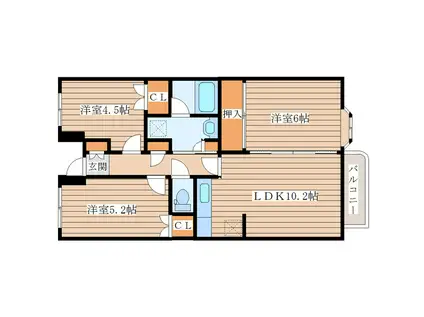 グランドール泉中央II(2SLDK/1階)の間取り写真