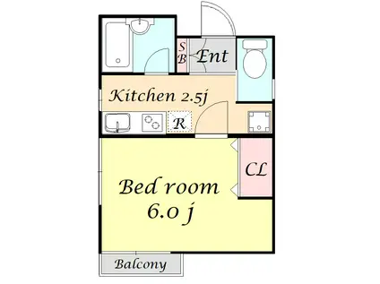 ムーダン落合(1K/1階)の間取り写真