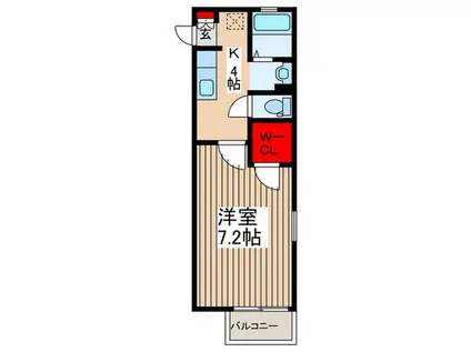 プリームスII(1K/1階)の間取り写真