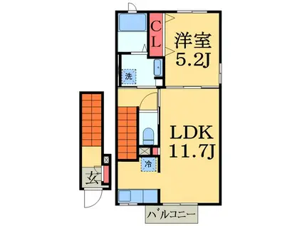 クラージュ(1LDK/2階)の間取り写真