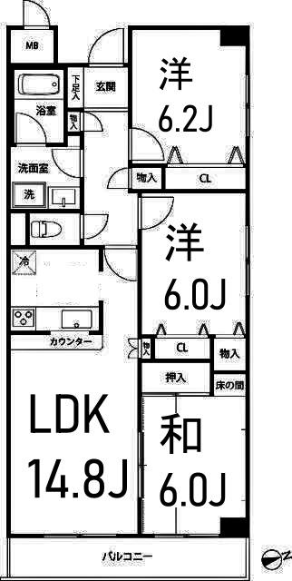 TS GARDEN横浜岸根公園(3LDK/1階)の間取り写真