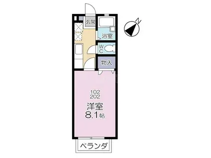 アクシス梶ヶ谷(1K/2階)の間取り写真