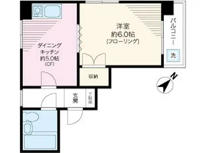 スカイコーポ坂本(1DK/5階)の間取り写真