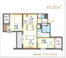 内代レジデンスノース(2LDK/3階)の間取り写真