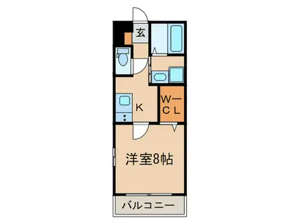 グランドゥール小倉(1K/2階)の間取り写真