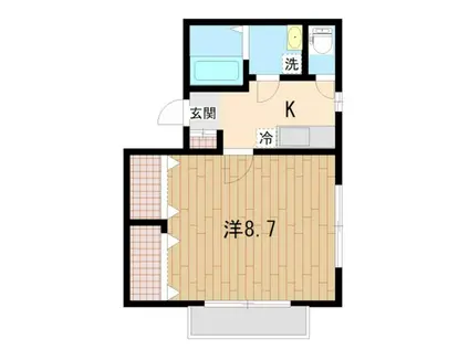 サニーコートII(1K/2階)の間取り写真