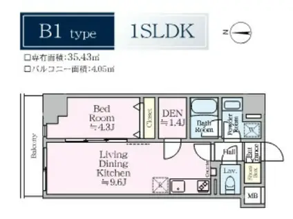 アイル プレミアム東京西新井(1SLDK/7階)の間取り写真