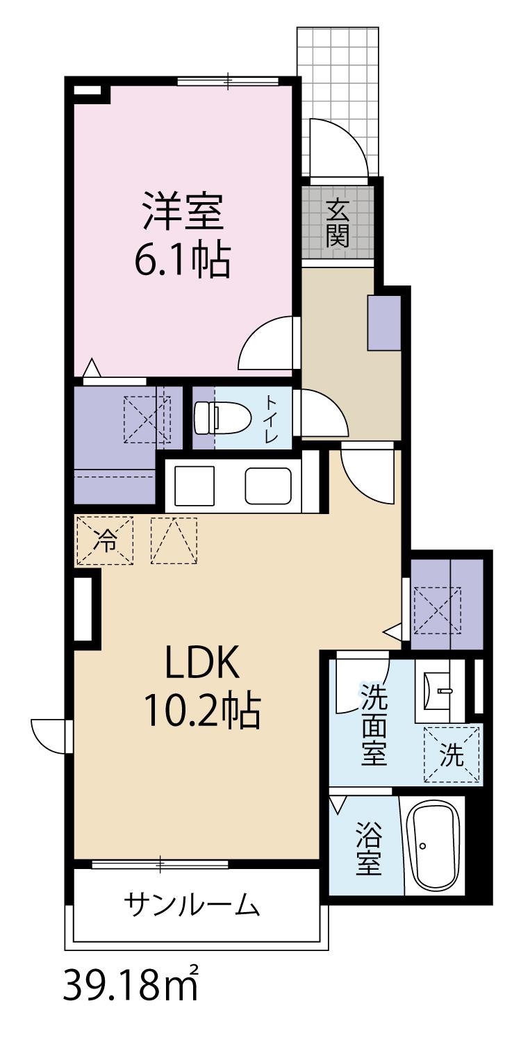 メゾン4.4(1LDK/1階)の間取り写真