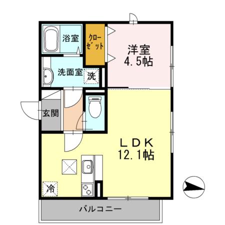 SOLEIL LEVANT(1LDK/1階)の間取り写真