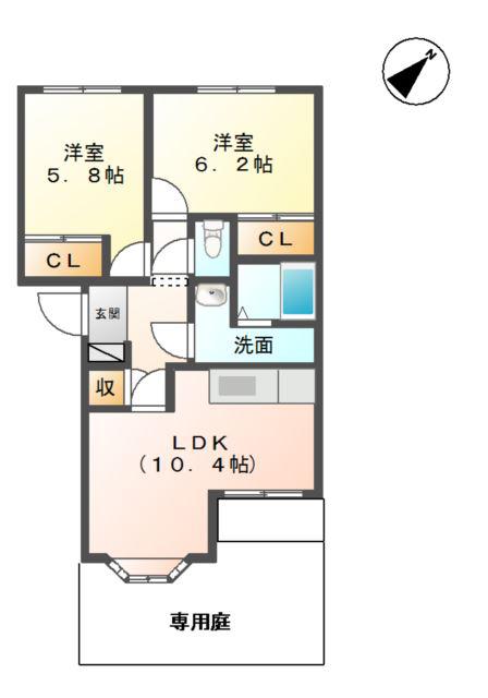 パルティール(2LDK/1階)の間取り写真