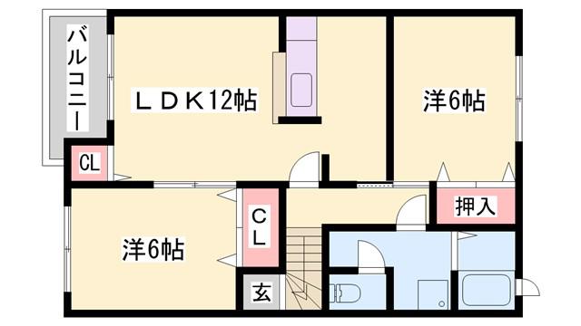 LITTLE BIRD(2LDK/2階)の間取り写真