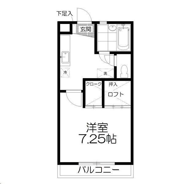 花壇ハイツ(1K/1階)の間取り写真
