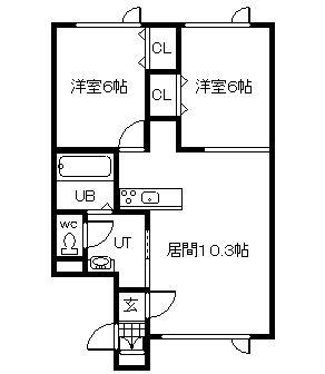 GRACE GARDEN(2LDK/2階)の間取り写真