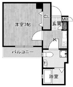 C-ARK KOBE ウエスト(1K/2階)の間取り写真