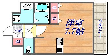 プレサンス神戸裁判所前デリシア(1K/4階)の間取り写真