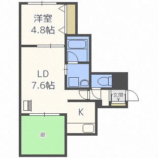 ブラスト麻生(1LDK/1階)の間取り写真