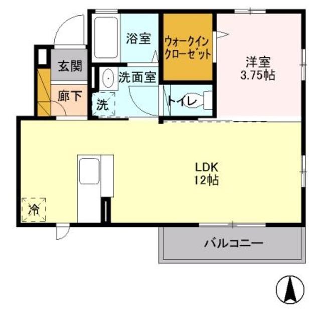 ボヌール C棟(1LDK/1階)の間取り写真