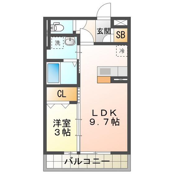 ニエット(1LDK/3階)の間取り写真