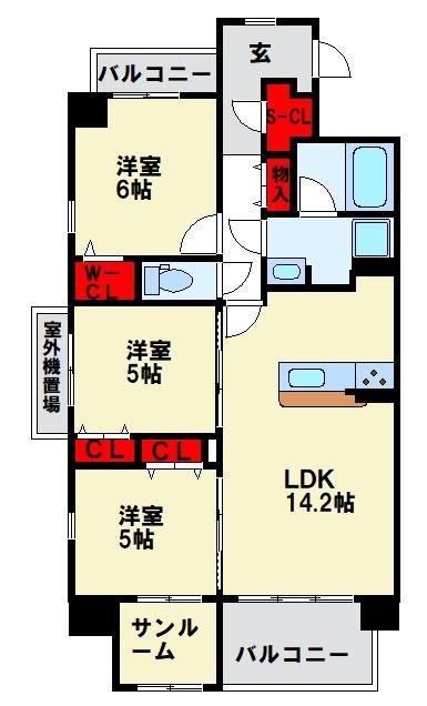 テラパカータ姪浜(3LDK/7階)の間取り写真