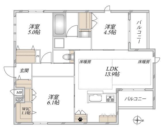 プランドールII(3LDK/2階)の間取り写真