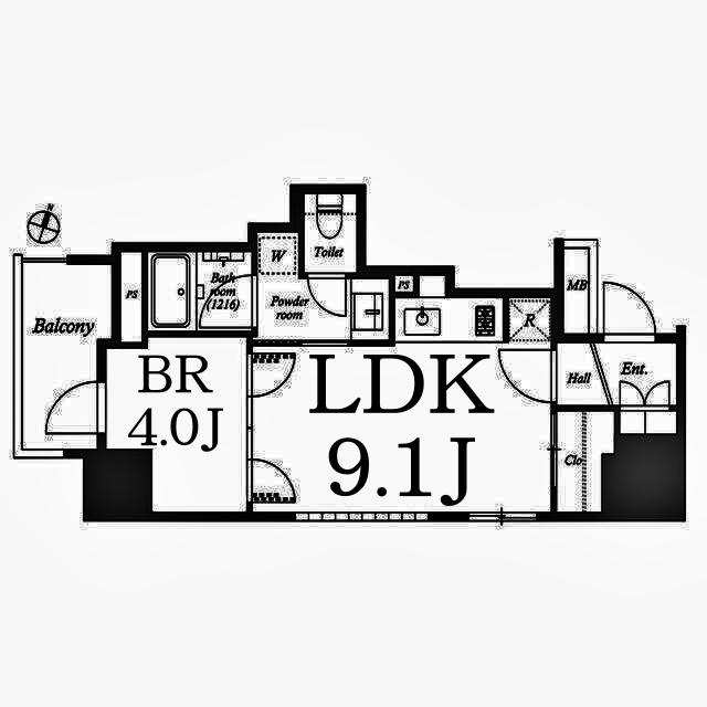 MARKS横浜戸部(1LDK/9階)の間取り写真