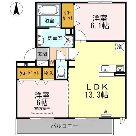 メゾン・ラフィーノII(2LDK/2階)の間取り写真