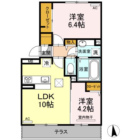 D-ROOM八景水谷(2LDK/1階)の間取り写真