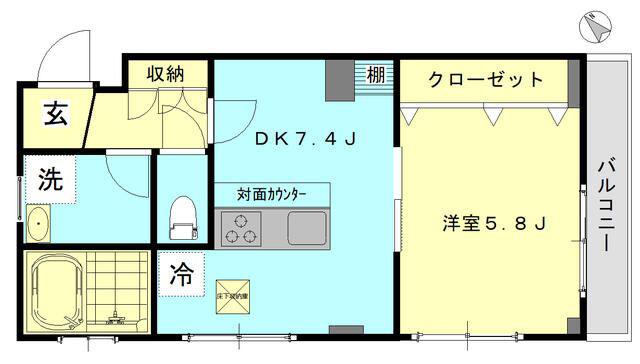 ノッティングヒル(1DK/1階)の間取り写真