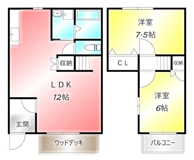 アヴェニールI(2LDK/1階)の間取り写真