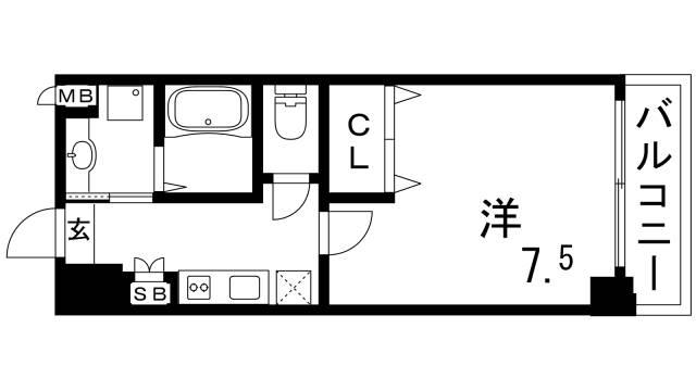 アドバンス神戸グルーブ(1K/3階)の間取り写真