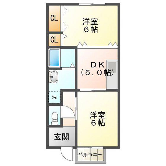 コンフォールT(2DK/1階)の間取り写真