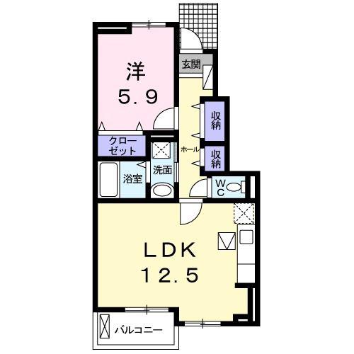エスポワール大磯(1LDK/1階)の間取り写真