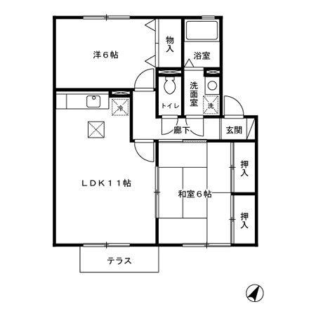 リッツハウス(2LDK/1階)の間取り写真