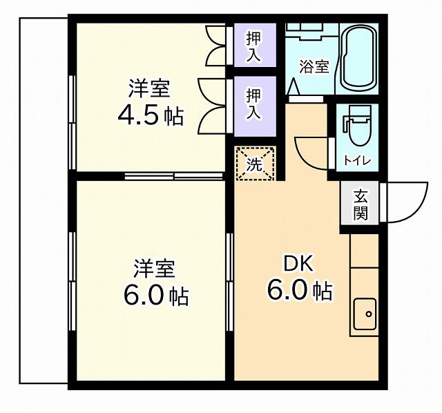 コーポベル(2DK/2階)の間取り写真