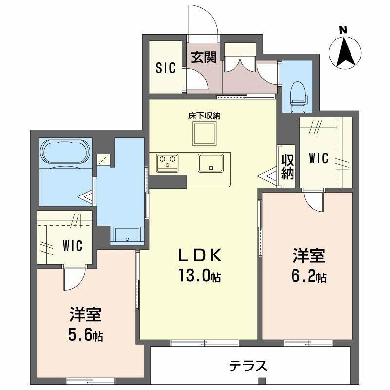 シャーメゾン バルーンフラワー(2LDK/2階)の間取り写真