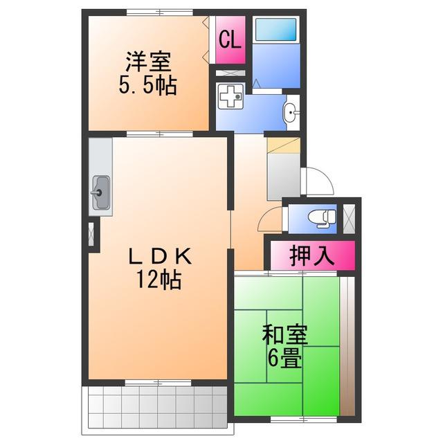 グッドライフ21 B棟(2LDK/1階)の間取り写真