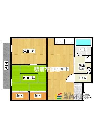 レッドハウス福益A(2LDK/2階)の間取り写真