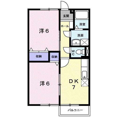 ビューパレスK1(2DK/1階)の間取り写真