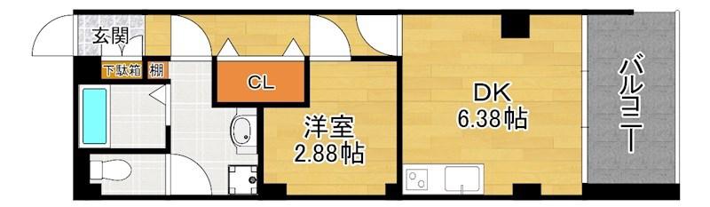 FLAT HOSHIDA(1DK/5階)の間取り写真