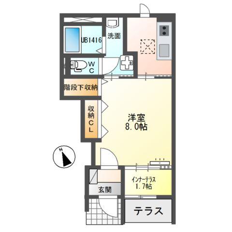アヴニール(1K/1階)の間取り写真