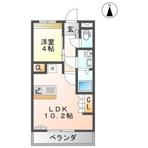 ローズガーデン(1LDK/3階)の間取り写真