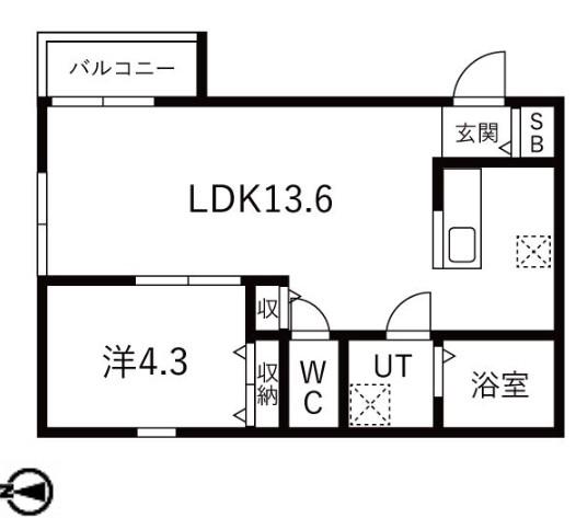 道徳テラス(1LDK/1階)の間取り写真