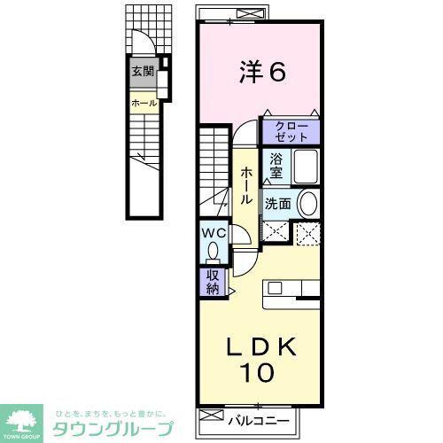 ロックガーデン森B(1LDK/2階)の間取り写真
