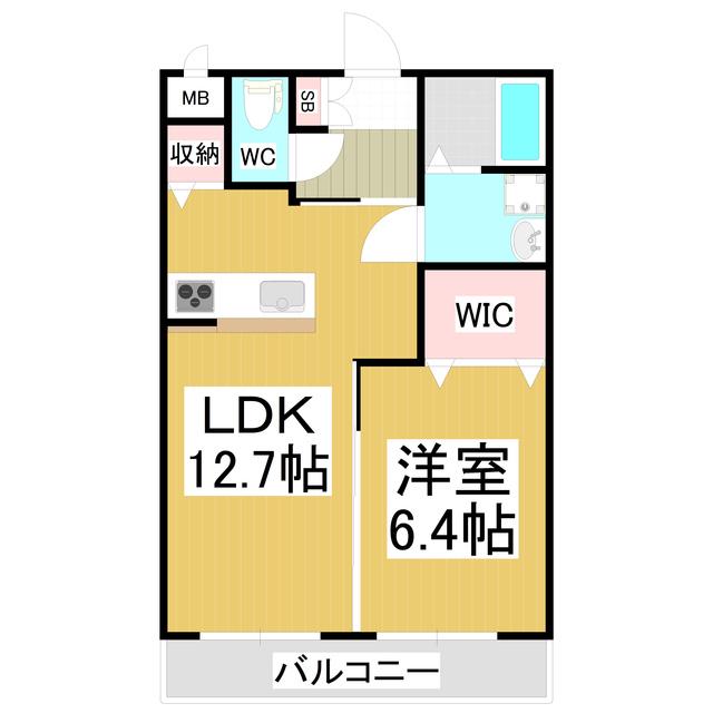 ALBA ROSSO ・M(1LDK/1階)の間取り写真