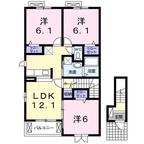 サニー・レジデンスC(3LDK/2階)の間取り写真