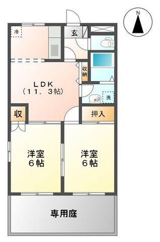 アメニティ・パレス(2LDK/1階)の間取り写真
