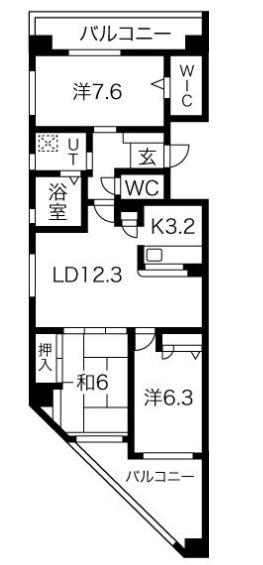 オーデブルージュ(3LDK/4階)の間取り写真